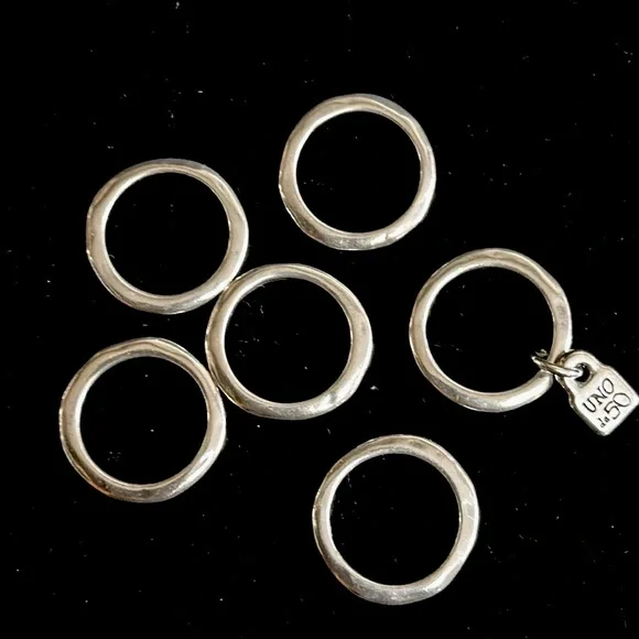 UNO de 50 PRISONER Stackable Silver Ring Set. Size 7 1/2 - Picture 7 of 12